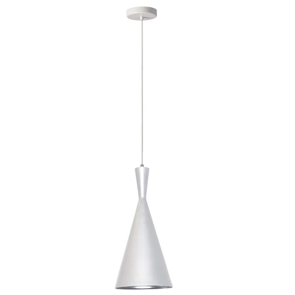 Matte White Silver Aluminum Hourglass Pendant Light