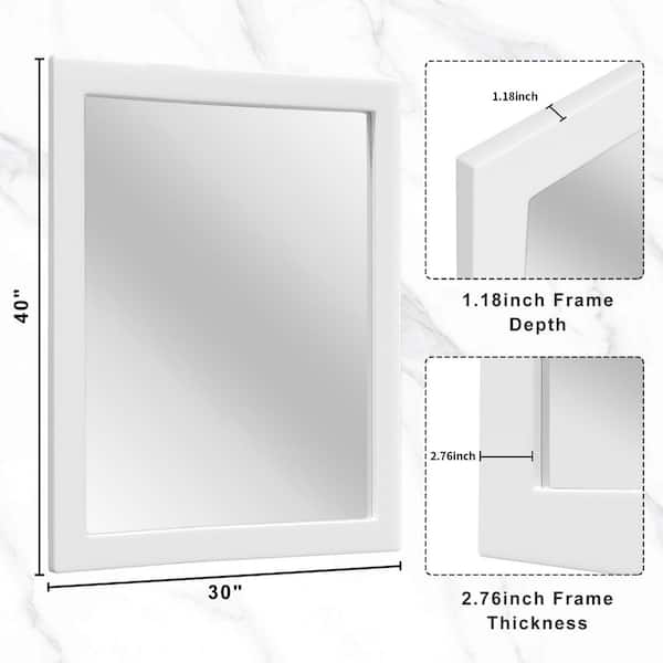 Sxiawe 30 in. W x 40 in. H Simple Rectangular White Wood Frame