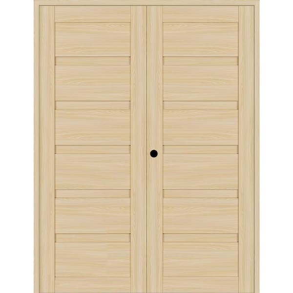 Louver 72 in. x 79.375 in. Right Active Loire Ash Wood Composite Double Prehung Interior Door