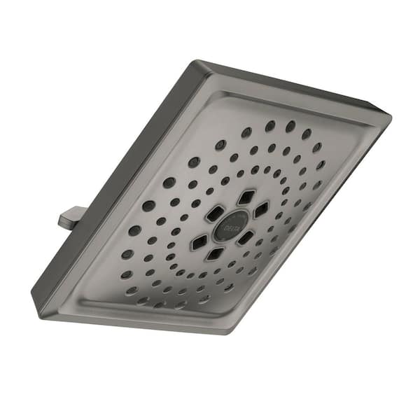 Delta 3-Spray Patterns 1.75 GPM 7.63 in. Wall Mount Fixed Shower Head with H2Okinetic in Lumicoat Black Stainless