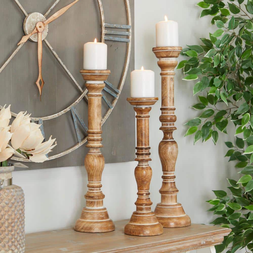 Elegant 24" Tall Wooden Candlestick with Fine Craftsmanship