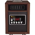 Electric Infrared Dual Heating System Space Heater with Humidifier, Oscillation Fan, and Remote Control in Walnut