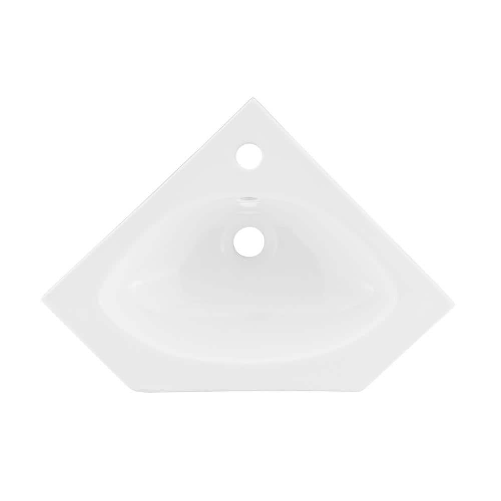 St. Tropez White Ceramic Corner Pedestal Sink