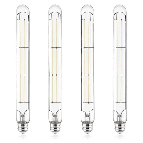 60W Equivalent, Vintage T9 Long Tube LED Light Bulbs, 5000K, 800-Lumens Dimmable 7-Watt Clear Glass Filament Bulb 4-Pack