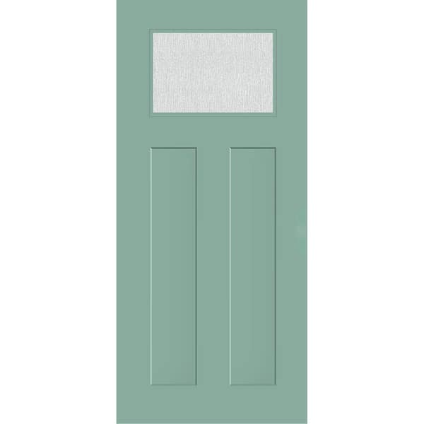 Steves & Sons Legacy 36 in. x 80 in. Universal Handing 1/4 Top lite Rain Glass Primed Quarry Finish Fiberglass Front Door Slab