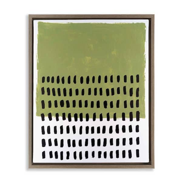 Stupell Industries Green Dotted Pattern by Michael Willett Brown Floater Frame Abstract Graphic Art Print 21 in. x 17 in.