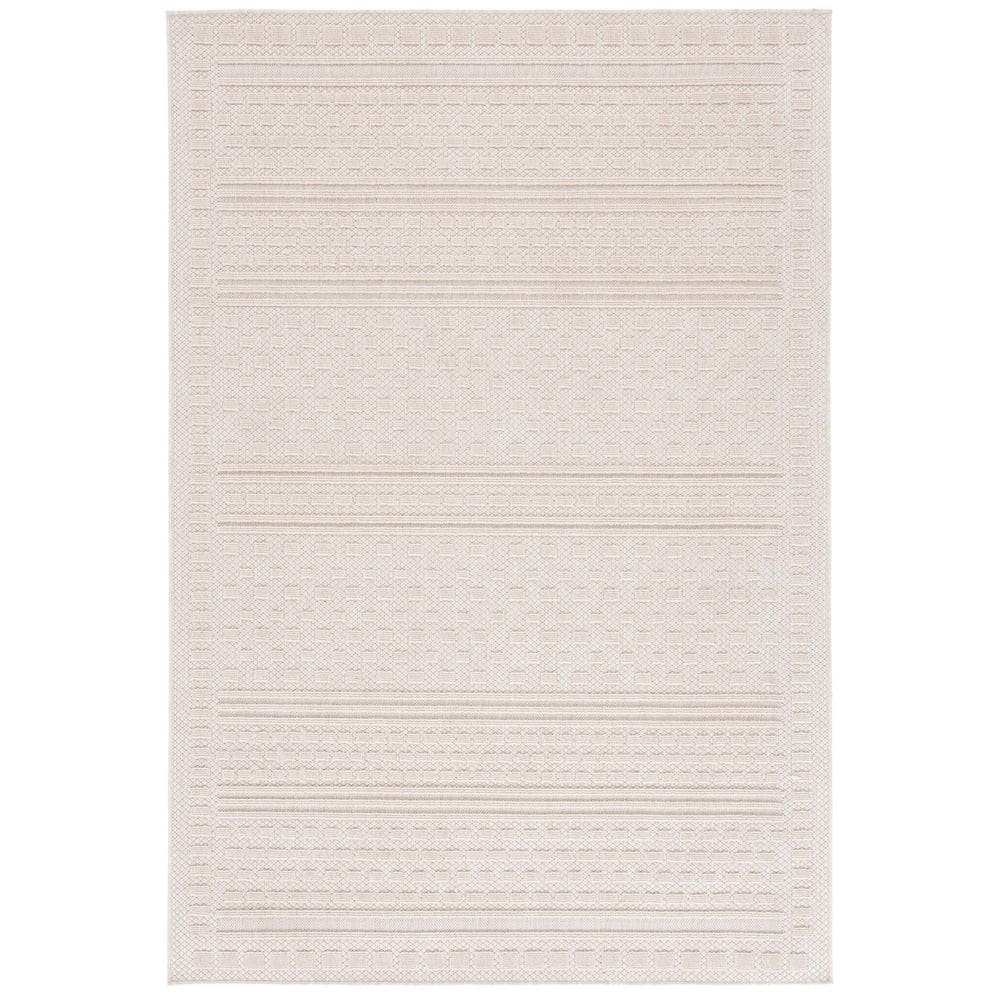 Beige Geometric 8' x 10' Synthetic Easy Care Rug