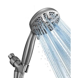 Superior 6-Spray Wall Mount Handheld Shower Head 1.8 GPM in Gray with 59 in. Hose