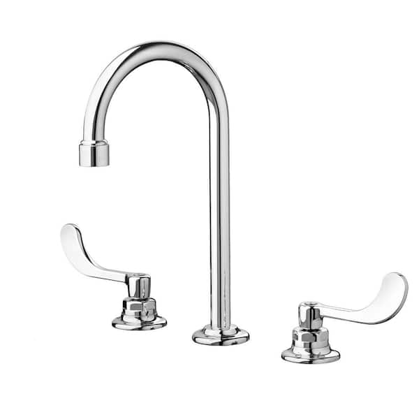 Monterrey 8 in. Widespread 2-Handle 0.5 GPM Gooseneck Bath Faucet with Vandal Resistant Lever Handles in Polished Chrome