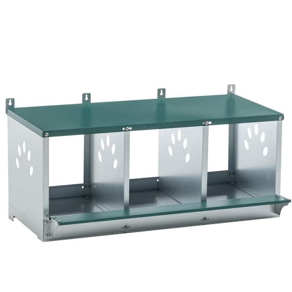 cenadinz 11 in. x 13 in. x 9.65 in. Green 3 Compartment Nesting Box Galvanized Steel Chicken Coops Poultry Fencing