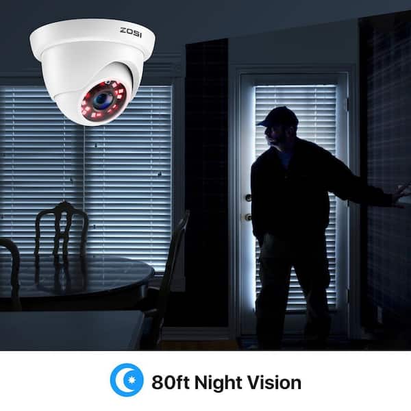 ZOSI Wired 1080p Indoor/Outdoor Dome Security Camera 4-in-1