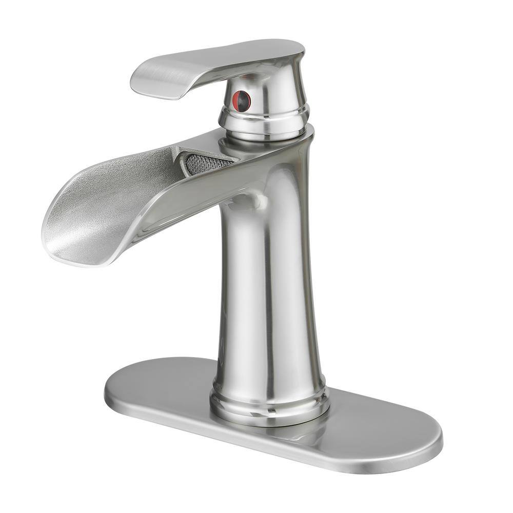 Single Handle Deck-Mounted Waterfall Bathroom Faucet for Sink 1 Hole Faucet