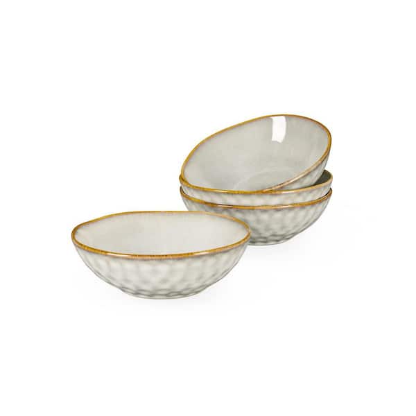 Ceramic Soup Bowl Set, 25 oz Cereal Bowls, Set of 4, Microwave & Dishwasher Safe, Reactive Glaze White
