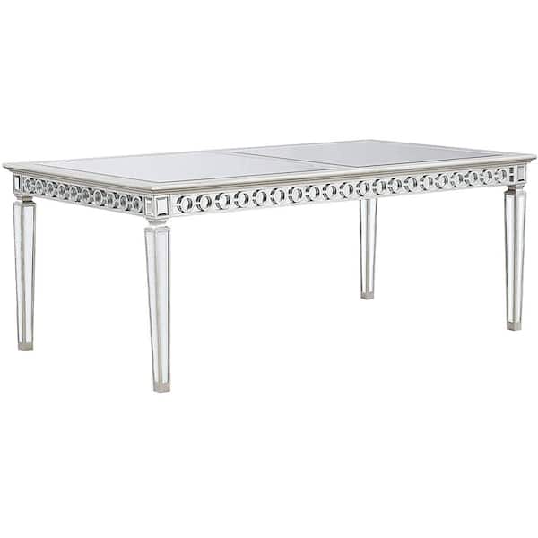 Acme Furniture Varian Dining Table (72"L) in Mirrored & Antique Platinum