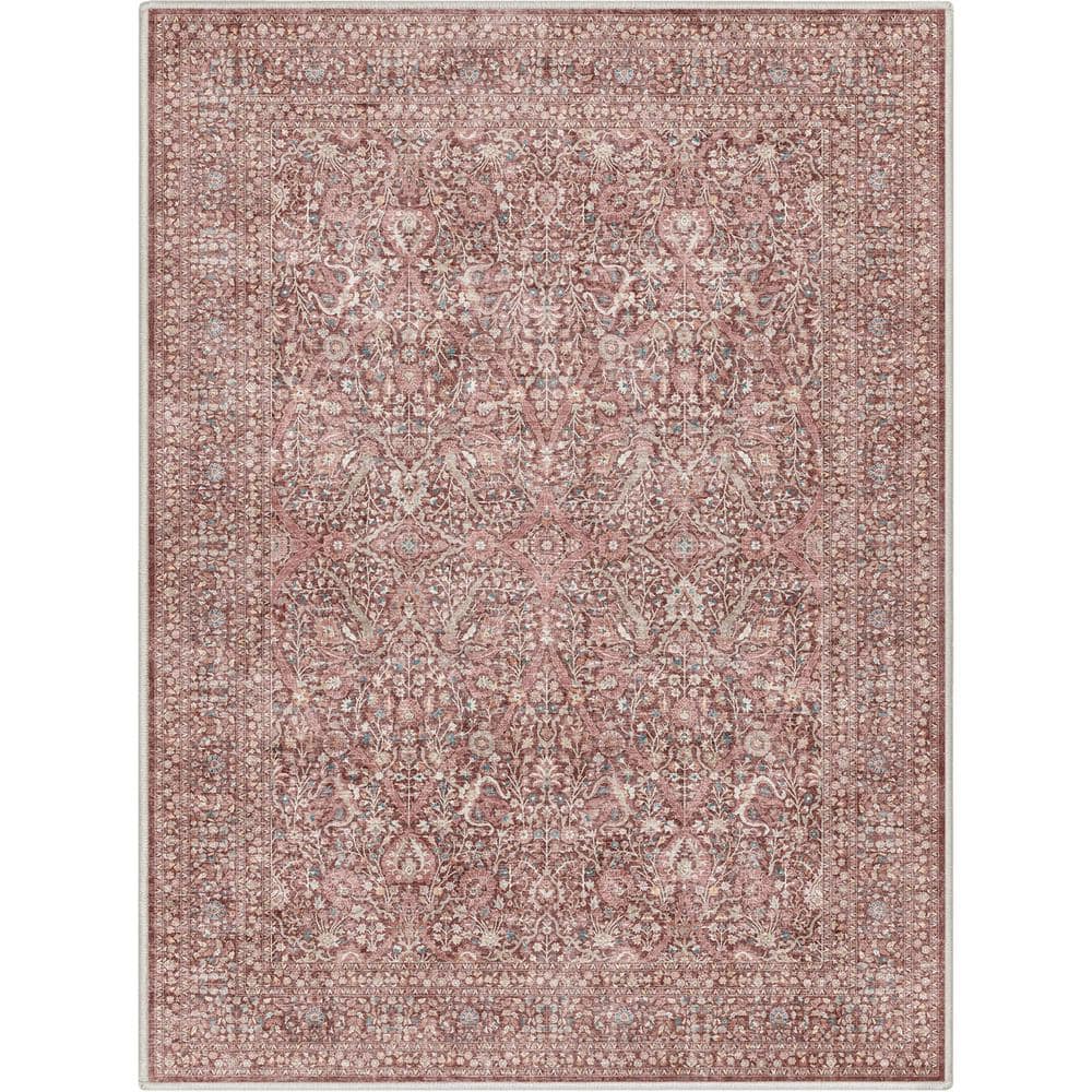 Asha Isolde Vintage Red Chenille Flat-Weave Area Rug