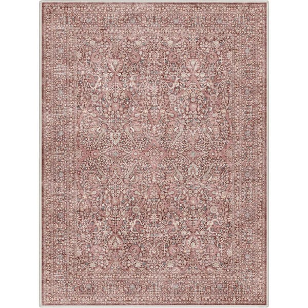 Well Woven Red 3 ft. 11 in. x 5 ft. 3 in. Flat-Weave Asha Isolde Vintage Oriental Botanical Area Rug