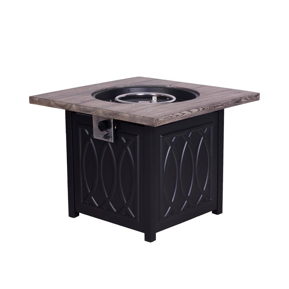 Modern 32.01 in.W x 25.01 in. H Square Propane Terrace Fire Table Black Fir
