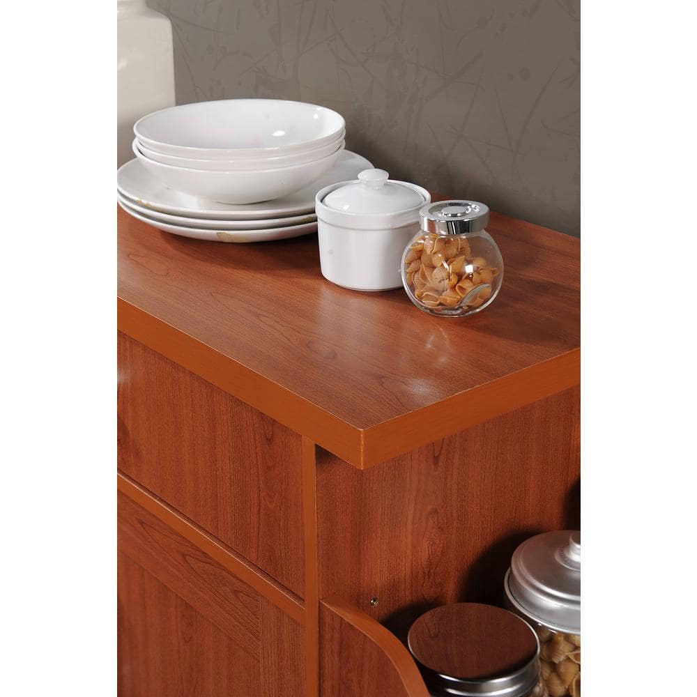 White Kitchen Island with Spice Rack and Towel Holder - thumbnail 4