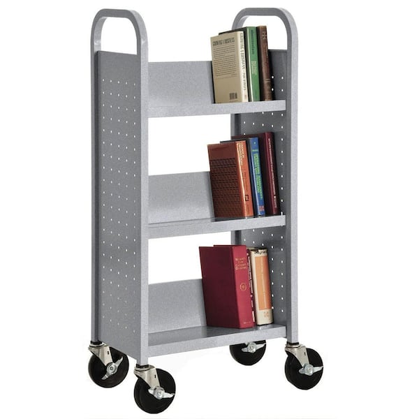 Sandusky 46 in. Gray Metal 3-shelf Cart Bookcase with Locking