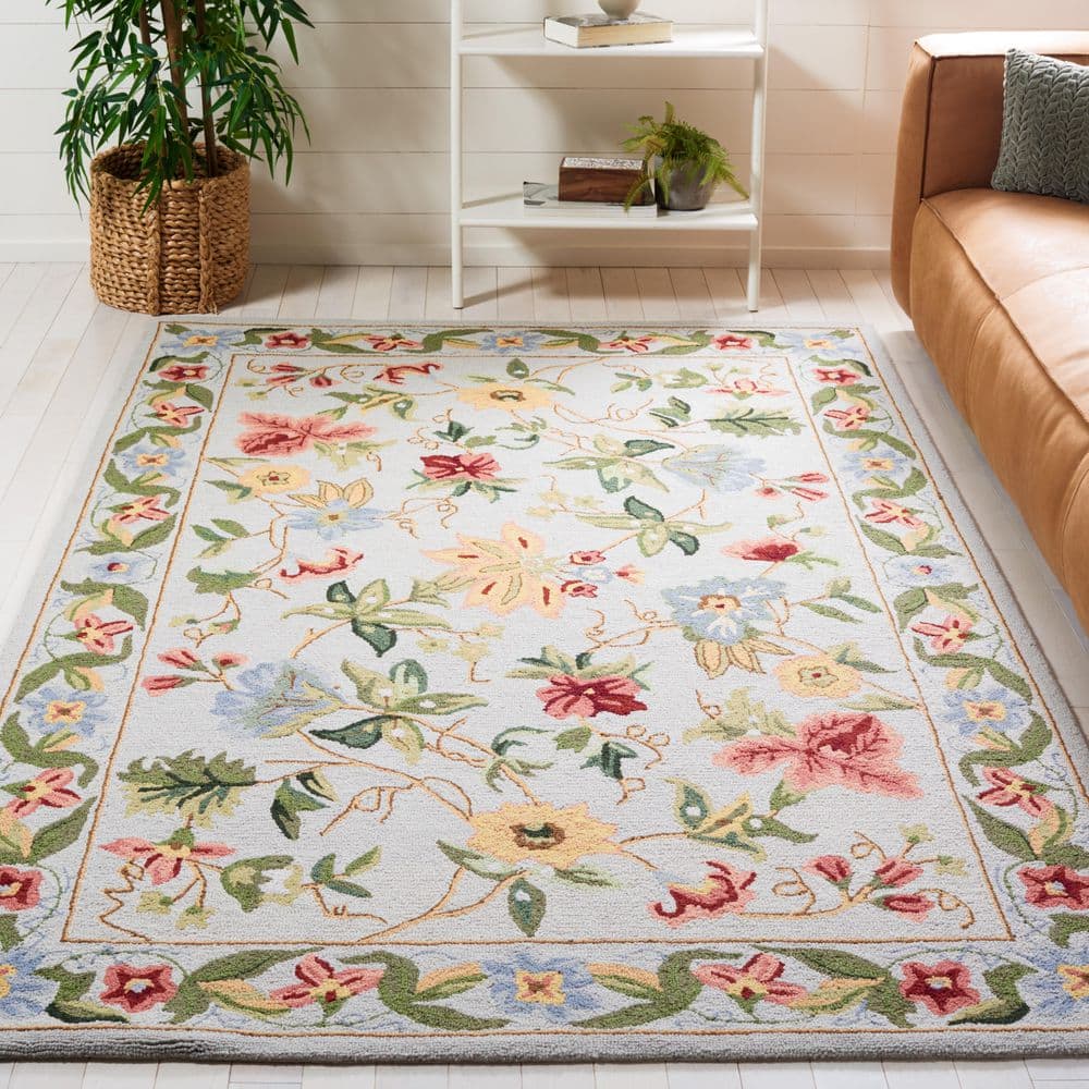 Chelsea 2 ft. x 3 ft. Gray Gradient Border Floral Area Rug price history on PriceWatchPro