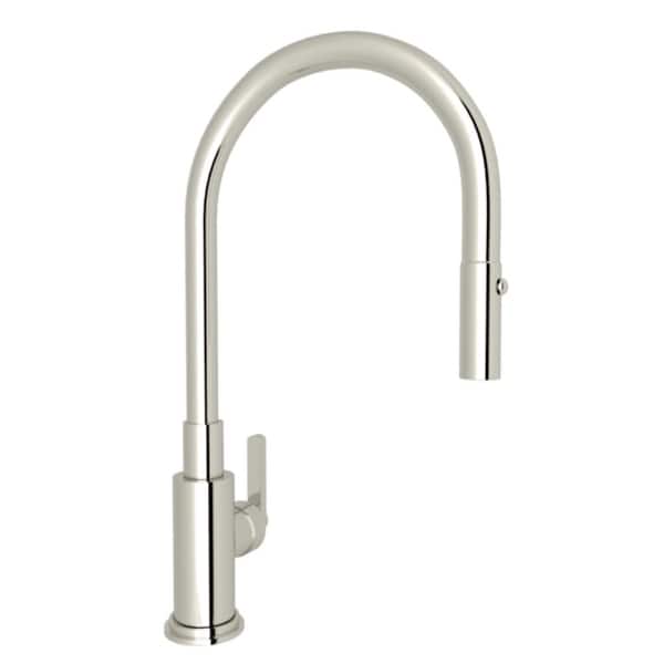 Lombardia Kitchen Single-Handle Pull-Down Sprayer Kitchen Faucet in Polished Nickel