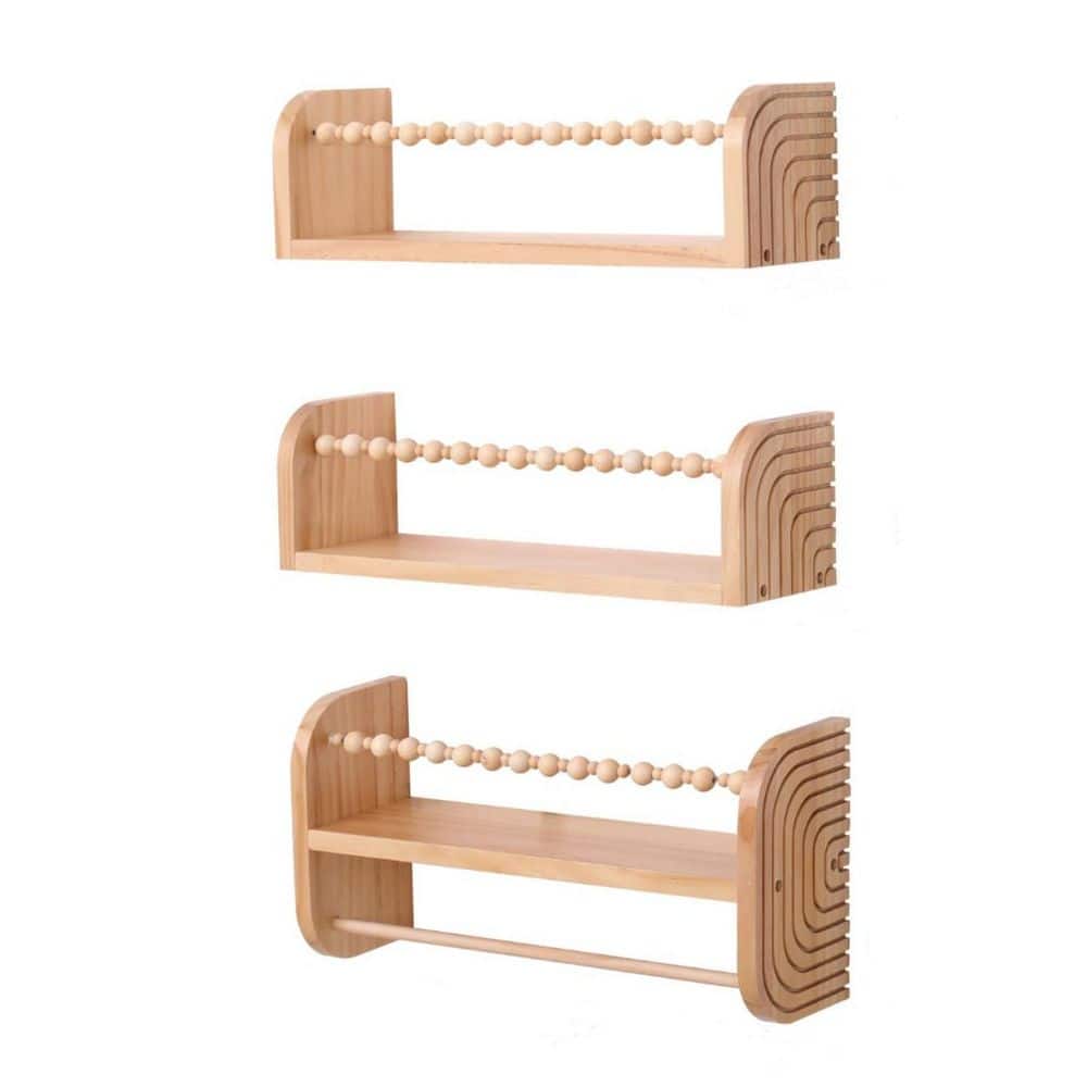 15.7 in. W x 4.7 in. D Natural Wood Bathroom Shelves Over Toilet Floating F