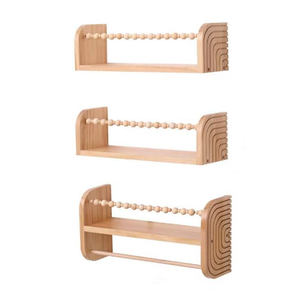 Unbranded 15.7 in. W x 4.7 in. D Natural Wood Bathroom Shelves Over Toilet Floating Farmhouse (Set of 3) Decorative Wall Shelf