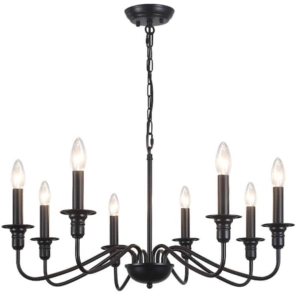 LWYTJO Harri 8 - Light Black Dimmable Classic/Traditional Chandelier for Living Room, Kitchen Island with No Bulbs Included