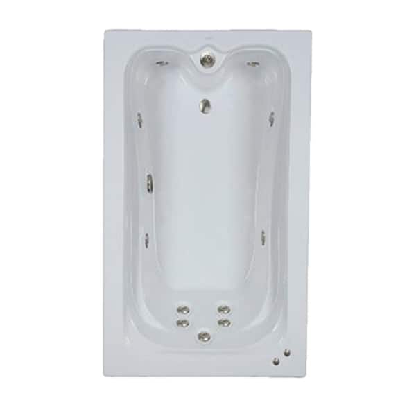 Comfortflo Premier 60 in. Acrylic Rectangular Drop-in Whirlpool Bath Bathtub in Biscuit