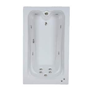 Premier 60 in. Acrylic Rectangular Drop-in Whirlpool Bath Bathtub in White