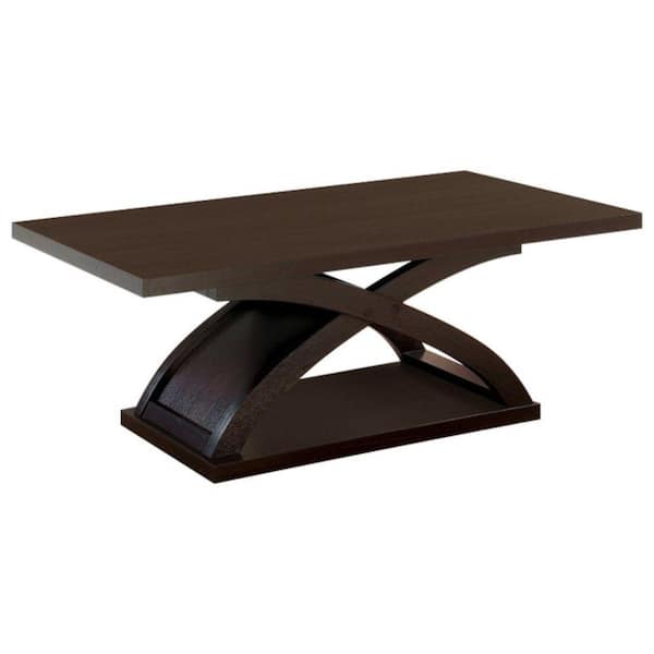 Benjara 48 in. Brown Large Rectangle Wood Coffee Table with X-Shape Base