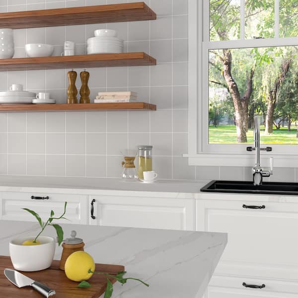 Vitruvian Light Grey Glossy 6 in. x 6 in. Glazed Ceramic Wall Tile (13.78 sq. ft./Case)