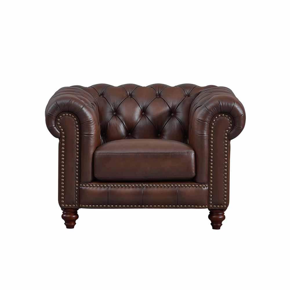 Hydeline Alton Bay Caramel Brown Leather Chair 6985101866A The Home