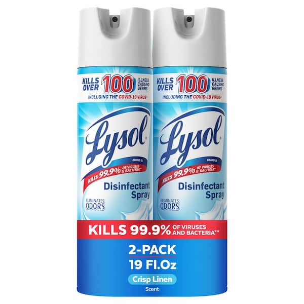 Disinfectant Spray, Household Cleaning Supplies, Antibacterial & Sanitizer, Deodorizer, Crisp Linen 19oz (2-Count)