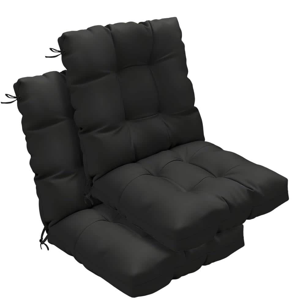 42x21x4 Inch High Back Patio Cushion with Ties for Dining/Rocking Chairs, Set of 2, Black price history on PriceWatchPro