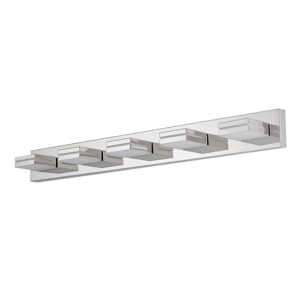40.6 in. 5-Light Modern Chrome LED Vanity Light Wall Sconce for Bathroom and Mirror, Energy-Efficient price history on PriceWatchPro