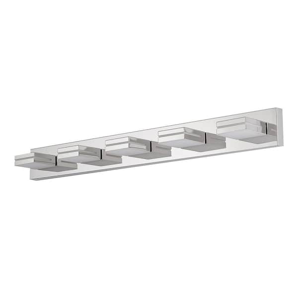 40.6 in. 5-Light Modern Chrome LED Vanity Light Wall Sconce for Bathroom and Mirror, Energy-Efficient