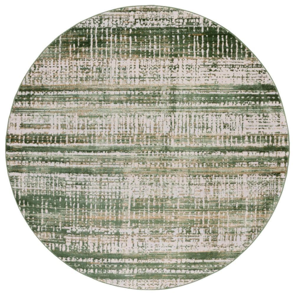 Prestige 7 ft. x 7 ft. Ivory/Green Distressed Striped Round Area Rug price history on PriceWatchPro