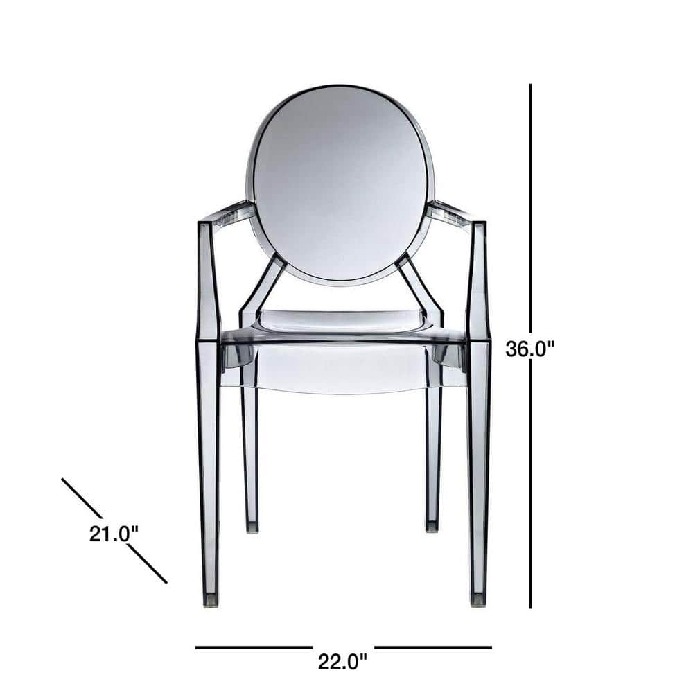 Ethereal Smoke Slim-Design Dining Armchair in Polycarbonate