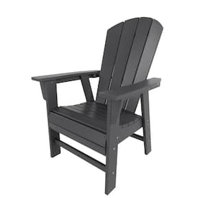 Laguna Outdoor Patio Fade Resistant HDPE Plastic Adirondack Style Dining Chair with Arms in Gray