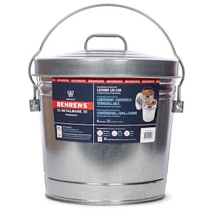 6 Gal. Galvanized Steel Round Trash Can with Locking Lid