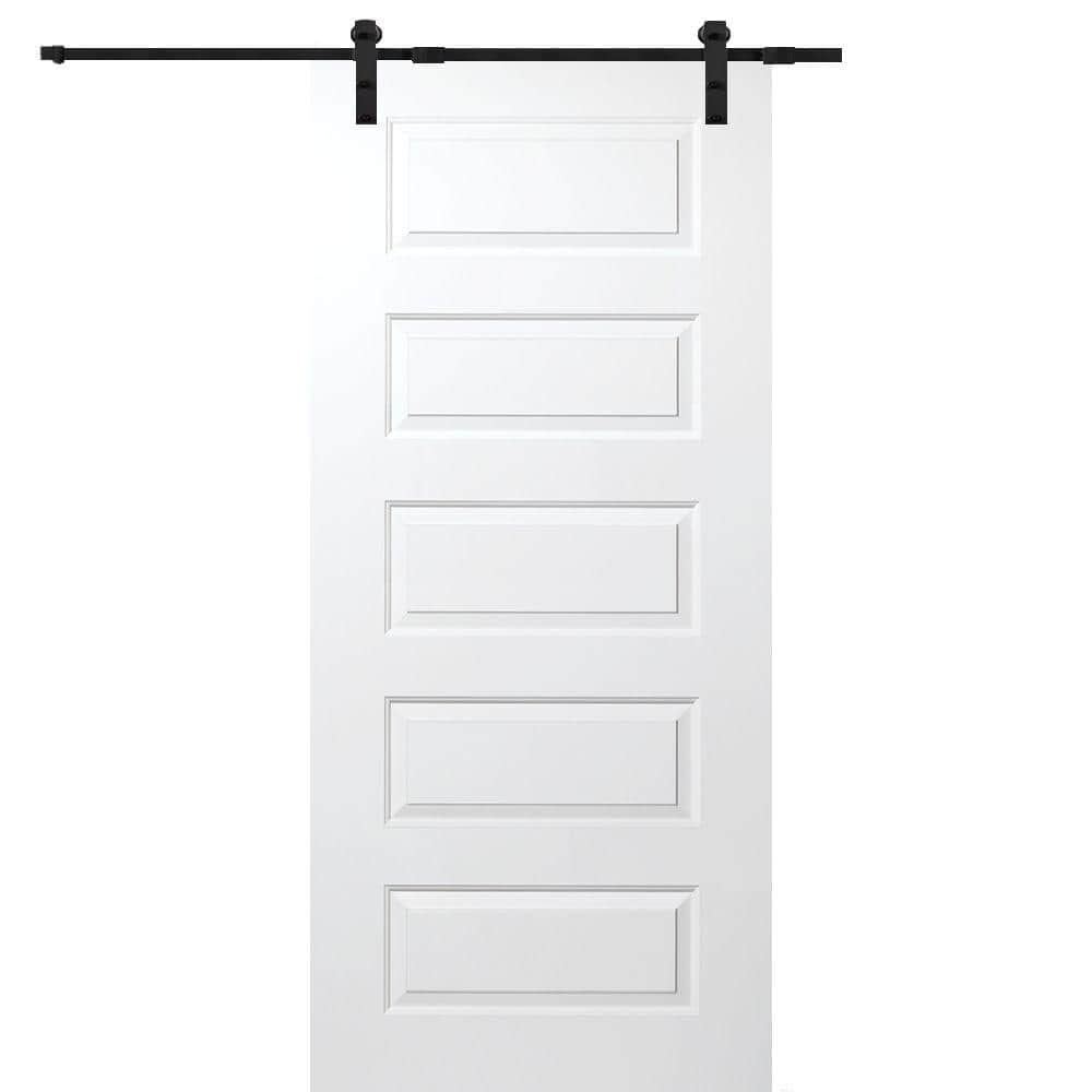 36 in. x 80 in. Primed Rockport Smooth Surface Solid Core Door with Barn Door Hardware Kit price history on PriceWatchPro