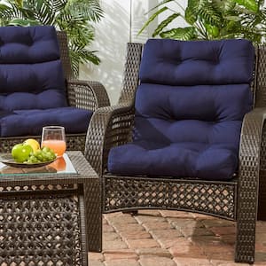 Solid Navy Outdoor High Back Dining Chair Cushion (2-Pack)