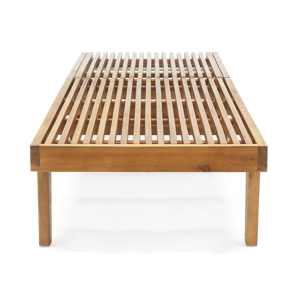 Teak Brown Acacia Wood 3-Piece Outdoor Chaise Lounge Set