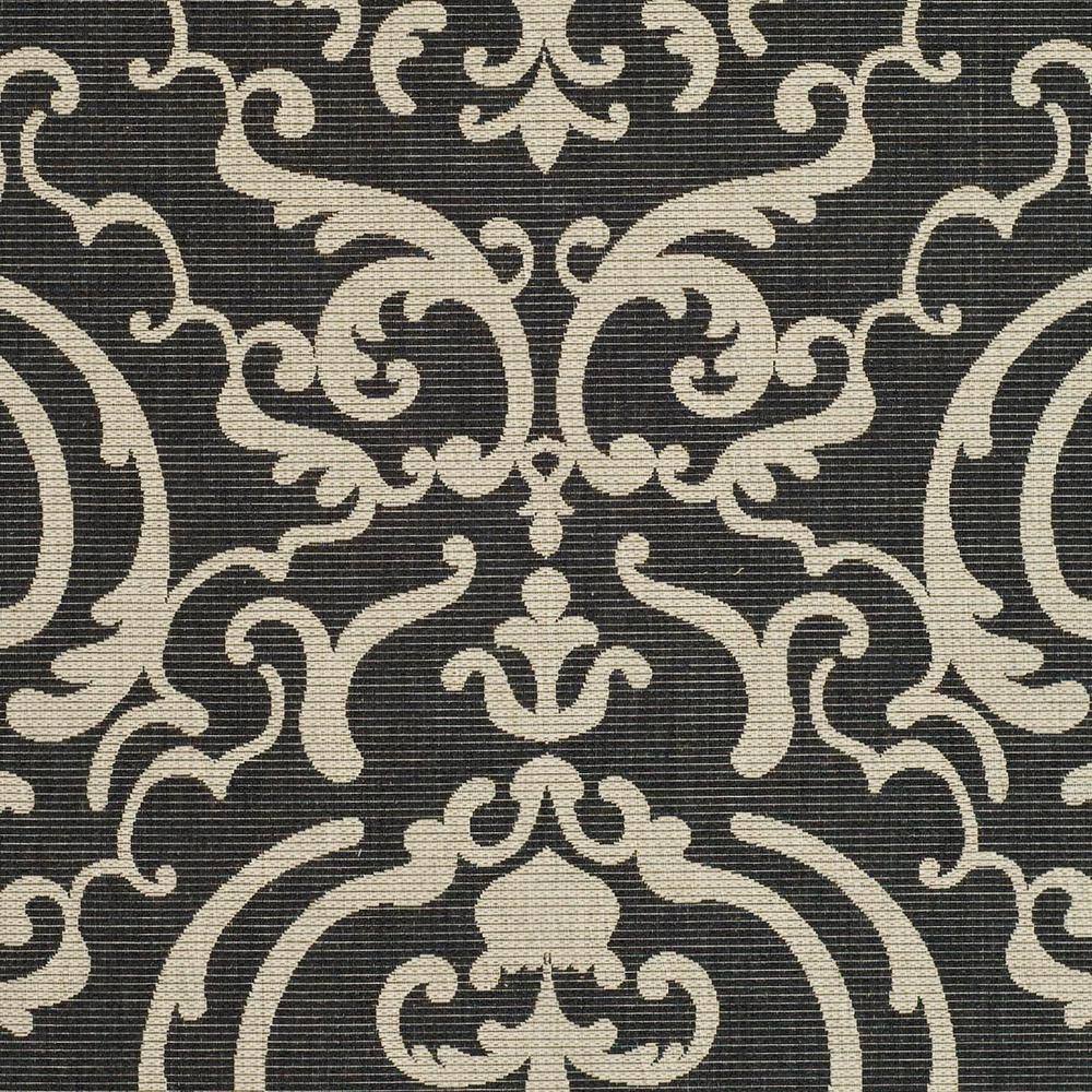 Black and Sand Rectangular Synthetic Indoor/Outdoor Area Rug