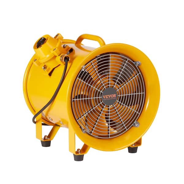 VEVOR Portable Ventilator 12 in. Blower Fan 550-Watt Exhaust Fan 2500CFM 9.8 ft. Power Cord Industrial Utility Blower, Yellow