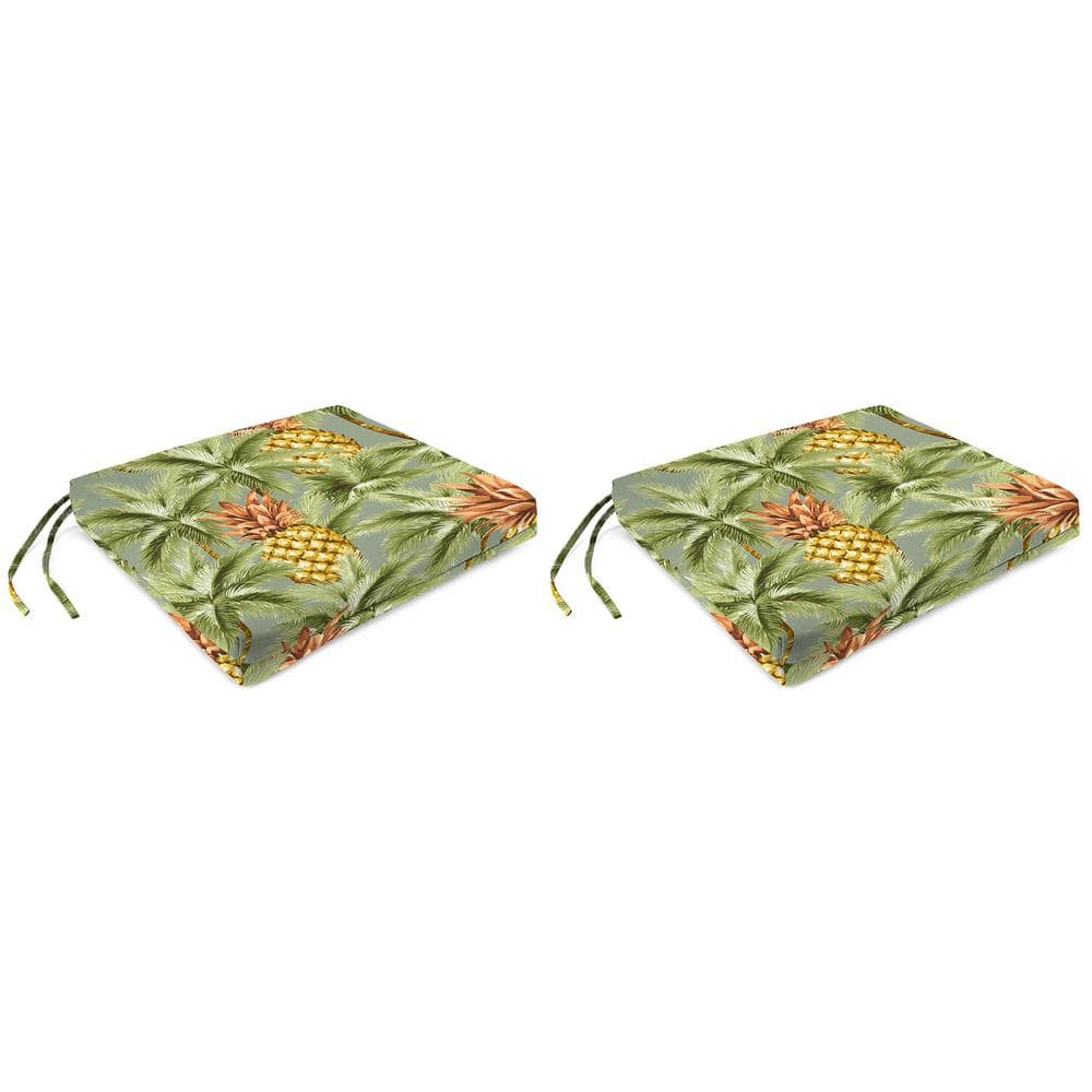 19 in. L x 17 in. W x 2 in. T Outdoor Rectangular Chair Pad Seat Cushion in Luau Breeze (2-Pack) price history on PriceWatchPro