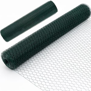 1 in. Mesh x 3.6 ft. x 197 ft. Green Garden Anti-Rust Galvanized Metal PVC Coated Chicken Wire Netting Fencing