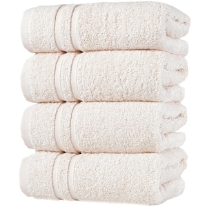 4-Piece Beige Turkish Cotton Hand Towels