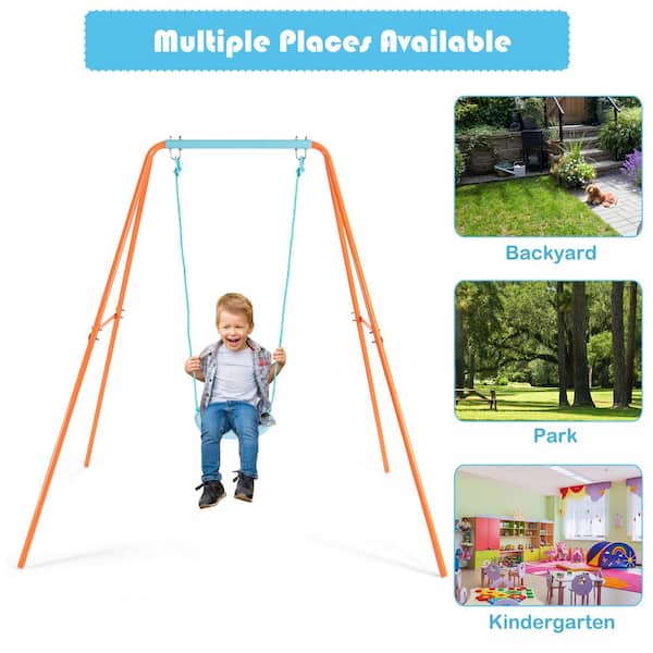 Metal A-Frame Swing Set Frame Stand Fun Play Chair Kids Garden Park Backyard 